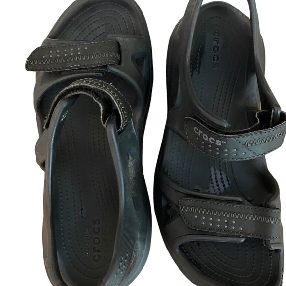 Croc Shoes Men Size 11 Black Swiftwater River Sandal Comfort Outdoors Traction - Picture 9 of 15
